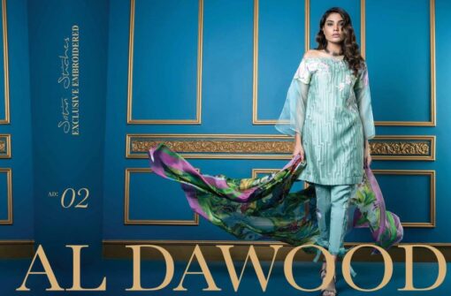 Al Dawood Satin Stiches Exclusive Embroidered Collection 2018 02