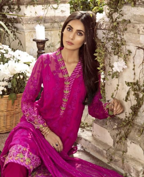 Mina Hasan Luxury Embroidered Chiffon 2018 MH-08 Jaamni