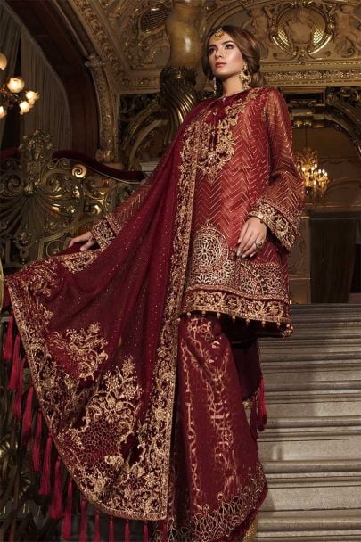 MARIA B MBROIDERED WEDDING EDITION VOL 1 2018 Deep Ruby BD-1503