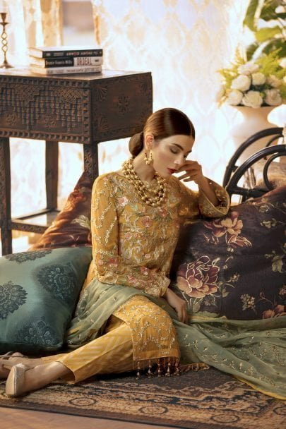 MARYUM N MARIA SHAMROCK CHIFFON COLLECTION 2019 VARDHE (MMS-506)