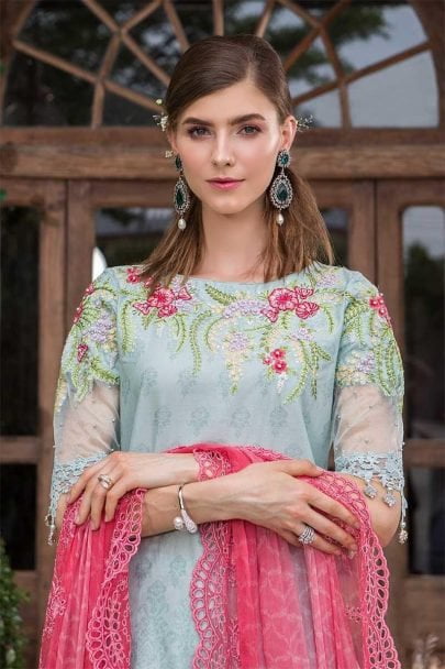MARIA B Unstitched Lawn 2019 D-601-Sea Green