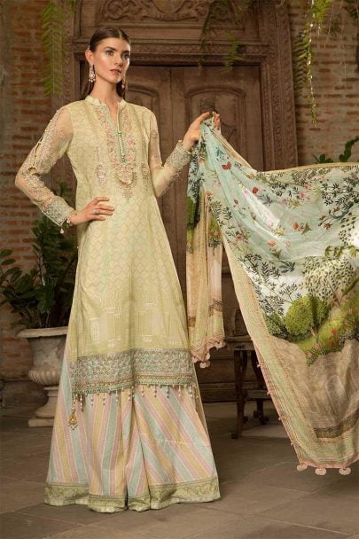 MARIA B Unstitched Eid Lawn 2019 D-608-Pistachio Green