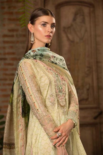 MARIA B Unstitched Eid Lawn 2019 D-608-Pistachio Green