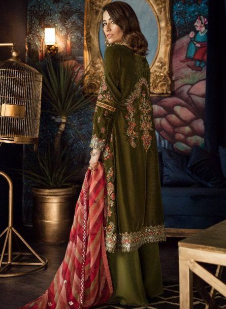 Iznik Luxury Velvet Unstitched 3 Pcs Collection 2020 - Winter Collection ILV-03 Seaweed