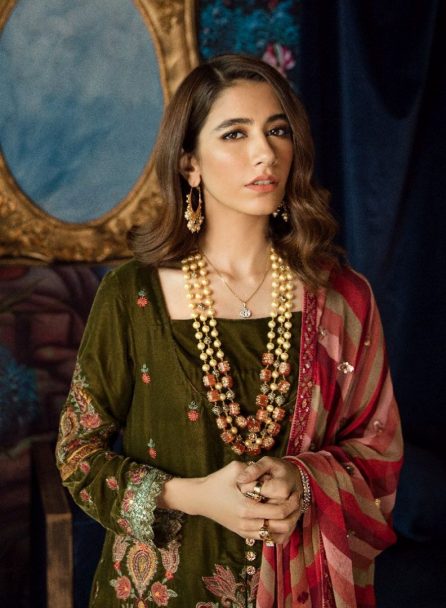 Iznik Luxury Velvet Unstitched 3 Pcs Collection 2020 - Winter Collection ILV-03 Seaweed