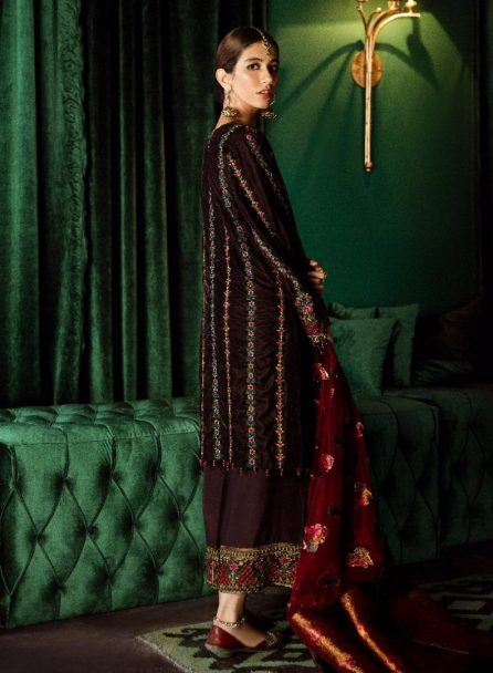 Iznik Luxury Velvet Unstitched 3 Pcs Collection 2020 - Winter Collection ILV-04 Florence Sangria