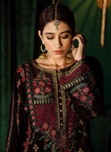 Iznik Luxury Velvet Unstitched 3 Pcs Collection 2020 - Winter Collection ILV-04 Florence Sangria