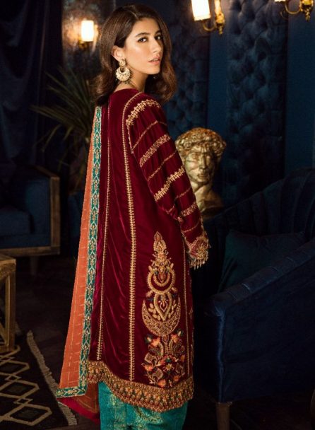Iznik Luxury Velvet Unstitched 3 Pcs Collection 2020 - Winter Collection ILV-07 Carmine