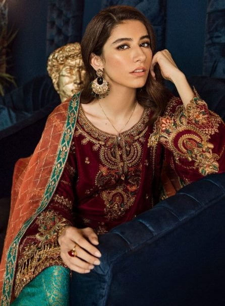 Iznik Luxury Velvet Unstitched 3 Pcs Collection 2020 - Winter Collection ILV-07 Carmine