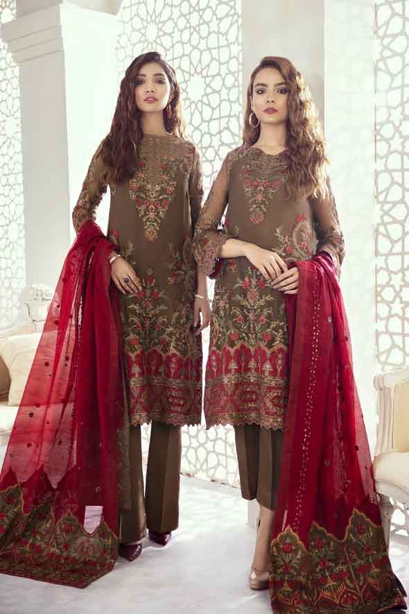 Iznik Luxury Embroidered Chiffon 3 piece Unstitched Dress - 10 Reed Yellow main image 1