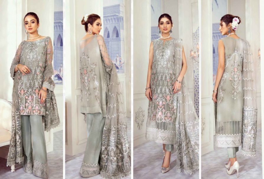 Celestial By Iznik Embroidered Net Suits Unstitched 3 Piece IZ22C ICC:07 Rose Quartz - Luxury Collection