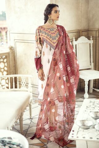 Sheesh Mahal by Cross Stitch Embroidered Lawn Unstitched 3 Piece Suit CSL20 02 Redwood Charm – Lawn Collection