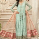 Maria B Embroidered Chiffon Unstitched 3 Piece Suit Sea Green MBMD20-1908 - Luxury Collection