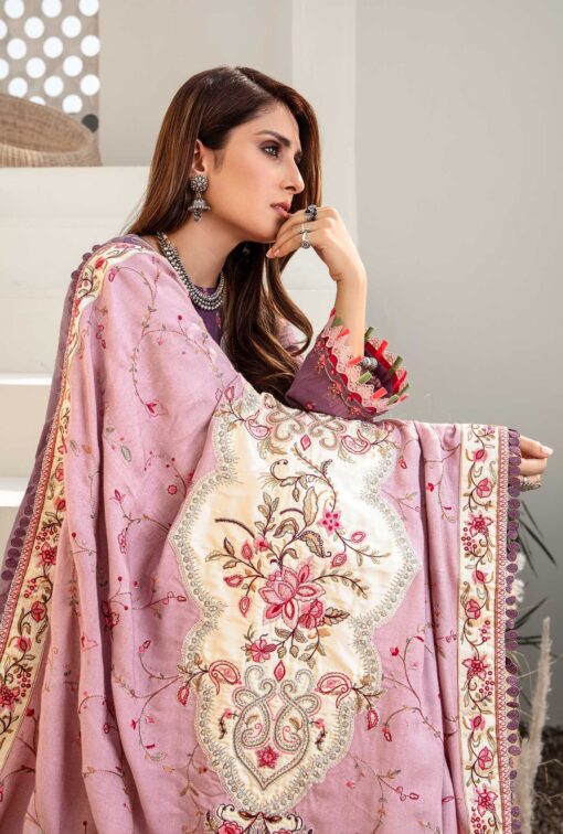 Noor by Sadia Asad Khaddar Unstitched 3 Piece Suit NSASC20 D9 Mauve - Winter Collection