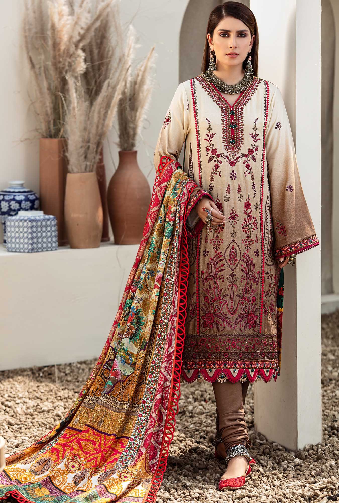 Noor by Saadia Asad Embroidered Schiffli Khaddar Suits Unstitched 3 Piece SA21NS D-10 - Winter Collection