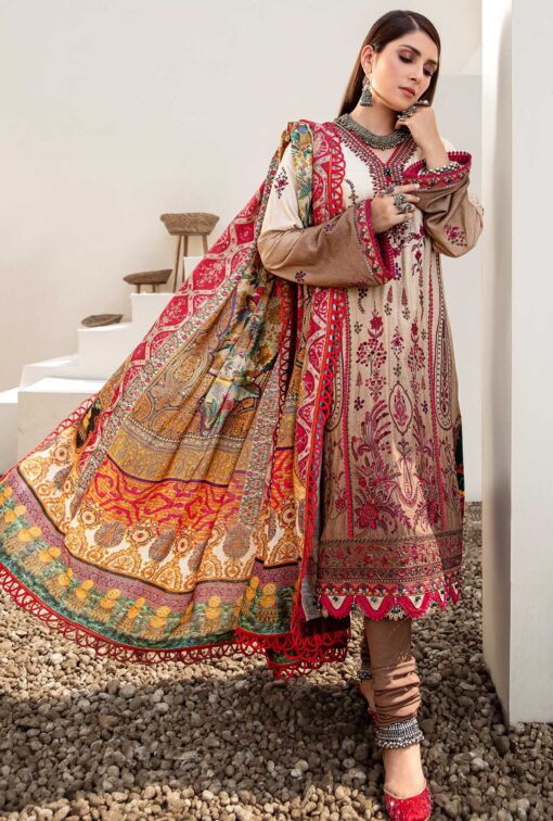 Noor by Sadia Asad Khaddar Unstitched 3 Piece Suit NSASC20 D10 Walnut - Winter Collection