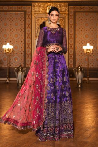 Maria B Embroidered Zari Net Unstitched 3 Piece Suit 2020 BD 2007 Purple – Wedding Collection