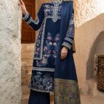 Mushq Winter Sky Embroidered Velvet Unstitched 3 Piece Suit 2020 06 Blue Heaven - Winter Collection