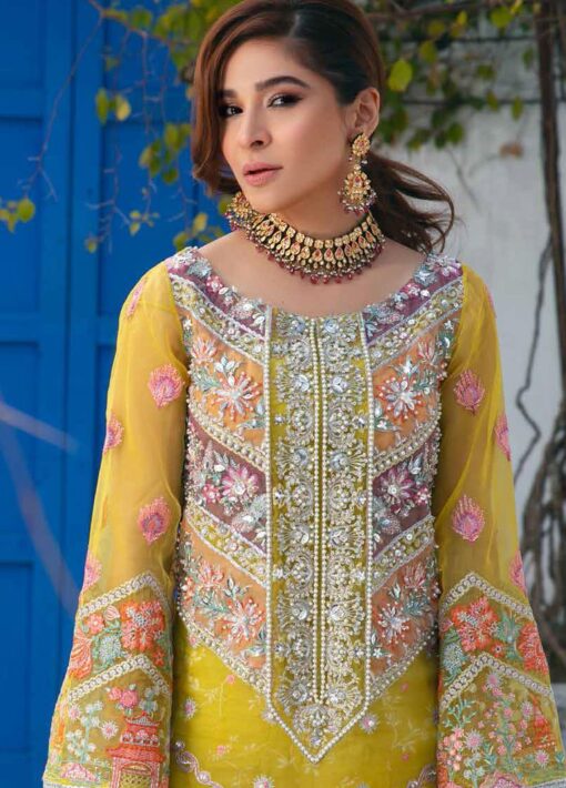Maryam Hussain Embroidered Organza Unstitched 3 Piece Suit D 07 AMTUL - Wedding Collection
