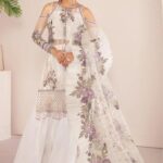 Chantelle By Baroque Embroidered Chiffon Unstitched 3 Piece Suit 03 Flo White - Wedding Collection