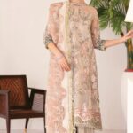Chantelle By Baroque Embroidered Net Unstitched 3 Piece Suit 06 Fall Light - Wedding Collection