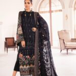 Chantelle By Baroque Embroidered Chiffon Unstitched 3 Piece Suit 09 Garnet - Wedding Collection