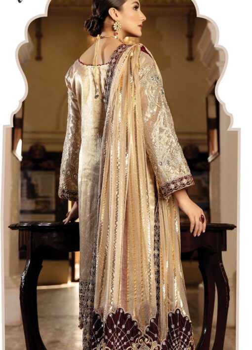 Regence by Imrozia Embroidered Tissue Unstitched 3 Piece Suit I-128 IVORY AMOUR - Wedding Collection