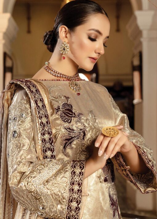 Regence by Imrozia Embroidered Tissue Unstitched 3 Piece Suit I-128 IVORY AMOUR - Wedding Collection