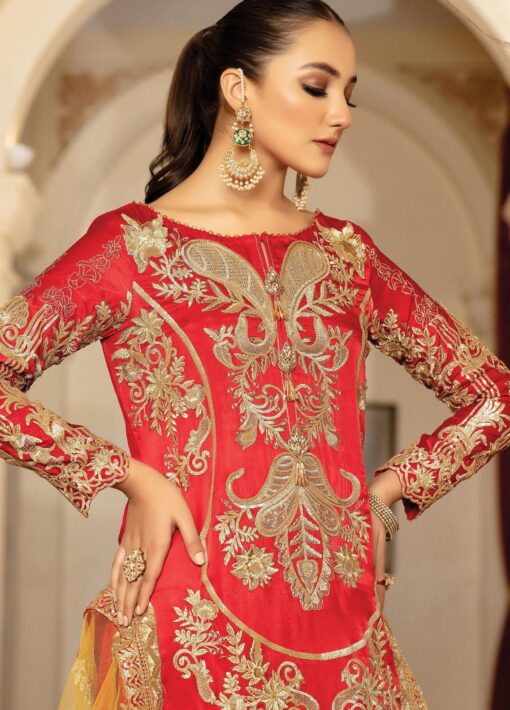 Regence by Imrozia Embroidered Chiffon Unstitched 3 Piece Suit I-129 MELANGER - Wedding Collection