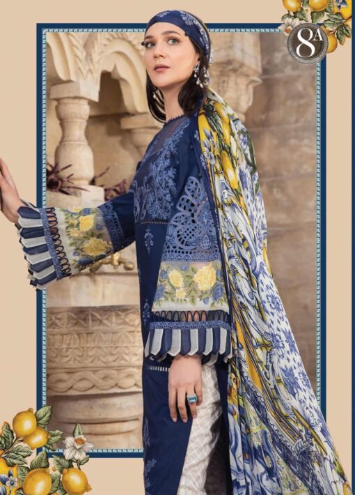Maria B Embroidered Lawn Unstitched 3 Piece Suit 08 A - Summer Collection