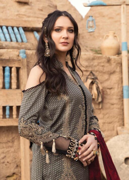 Maria B Embroidered Jacquard Unstitched 3 Piece Suit 14 A - Summer Collection