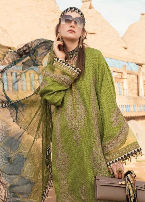 Maria B Embroidered Jacquard Unstitched 3 Piece Suit 14 B - Summer Collection