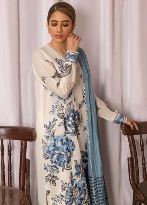 Zaha by Khadijah Shah Embroidered Lawn Unstitched 3 Piece Suit 04-A - Summer Collection