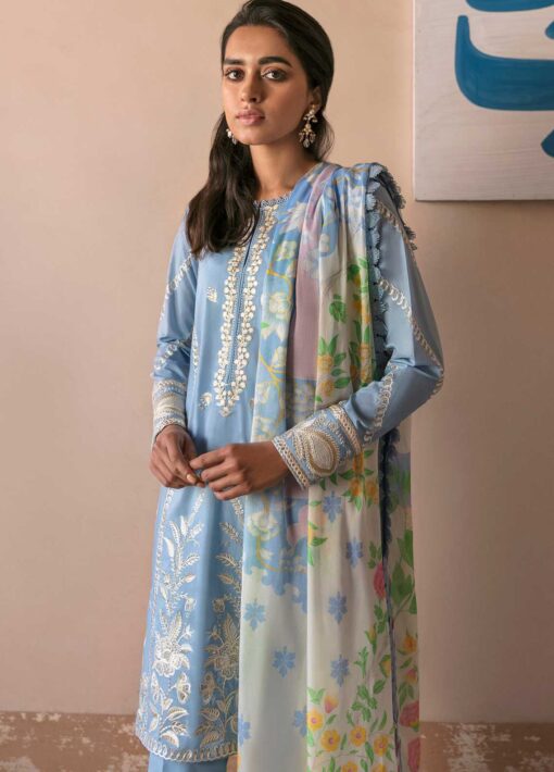 Zaha by Khadijah Shah Embroidered Lawn Unstitched 3 Piece Suit 07-A - Summer Collection