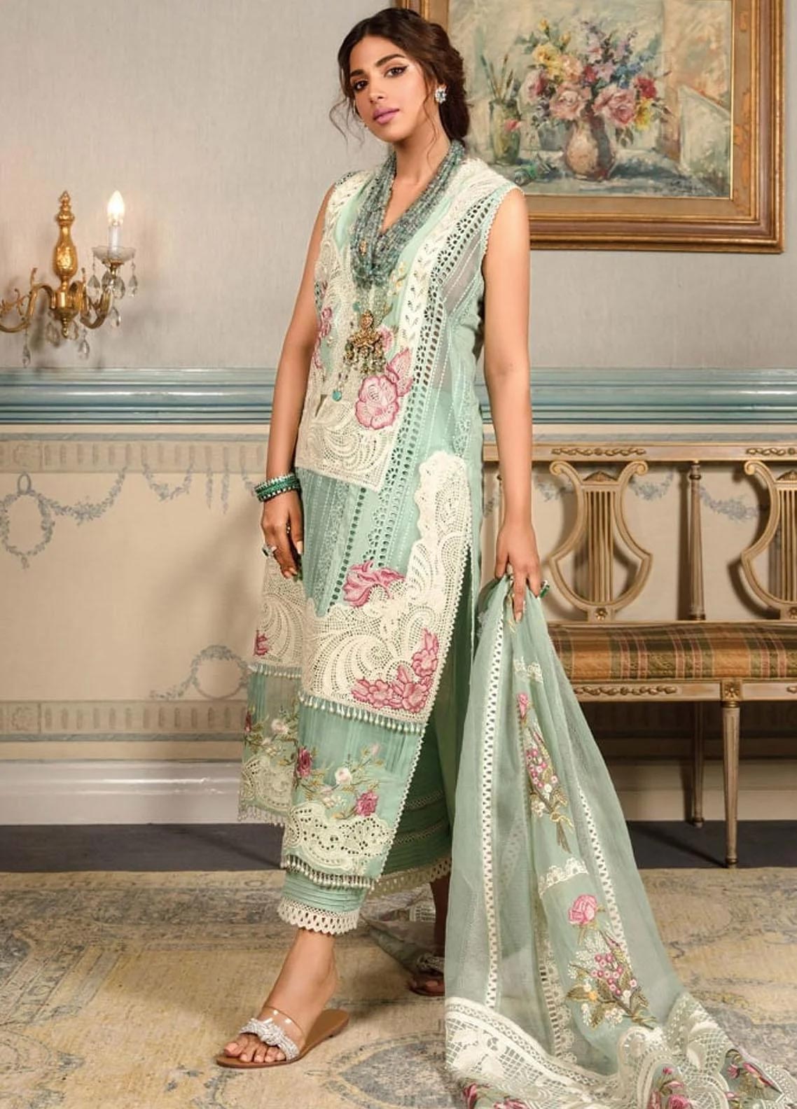 Crimson by Saira Shakira Embroidered Lawn Suits Unstitched 3 Piece CR21LS 8A-IVORY - Luxury Collection