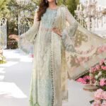 Maria B Mbroidered Organza Unstitched 3 Piece Suit 2021 BD 2102 Sky blue, Mint green and Lemon - Eid Collection