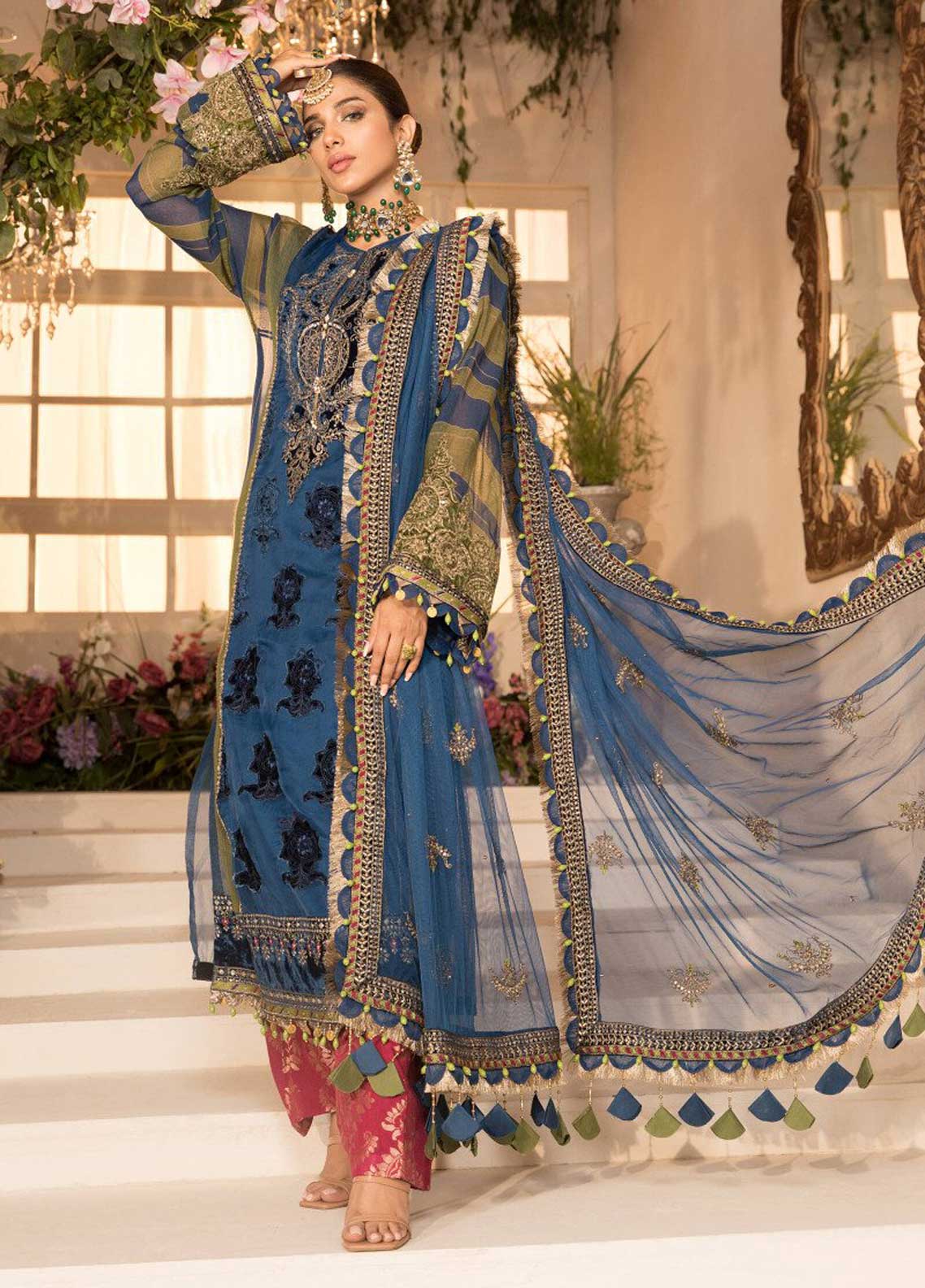Mbroidered By Maria B Embroidered Organza Suits Unstitched 3 Piece MB21MB 01 - Eid Collection
