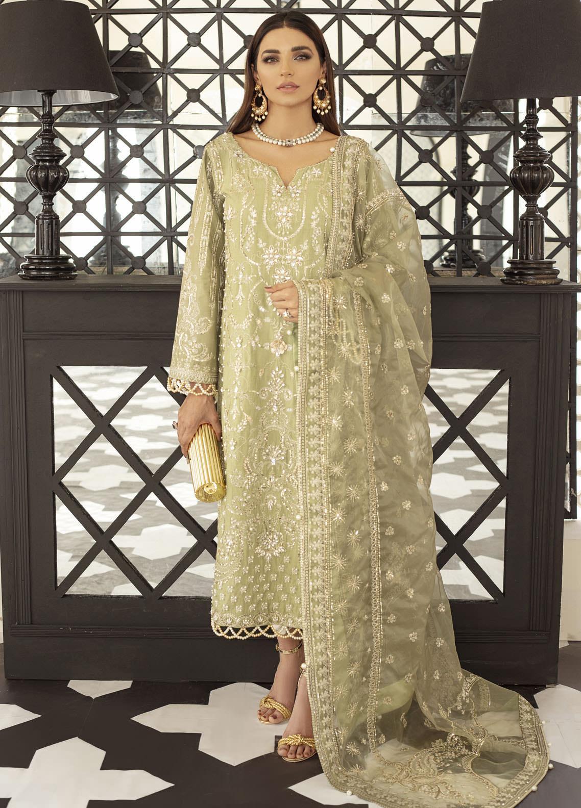 Reverie by Gulaal Embroidered Chiffon Suit Unstitched 4 Piece GL25R D-10 Zarna - Formals Collection