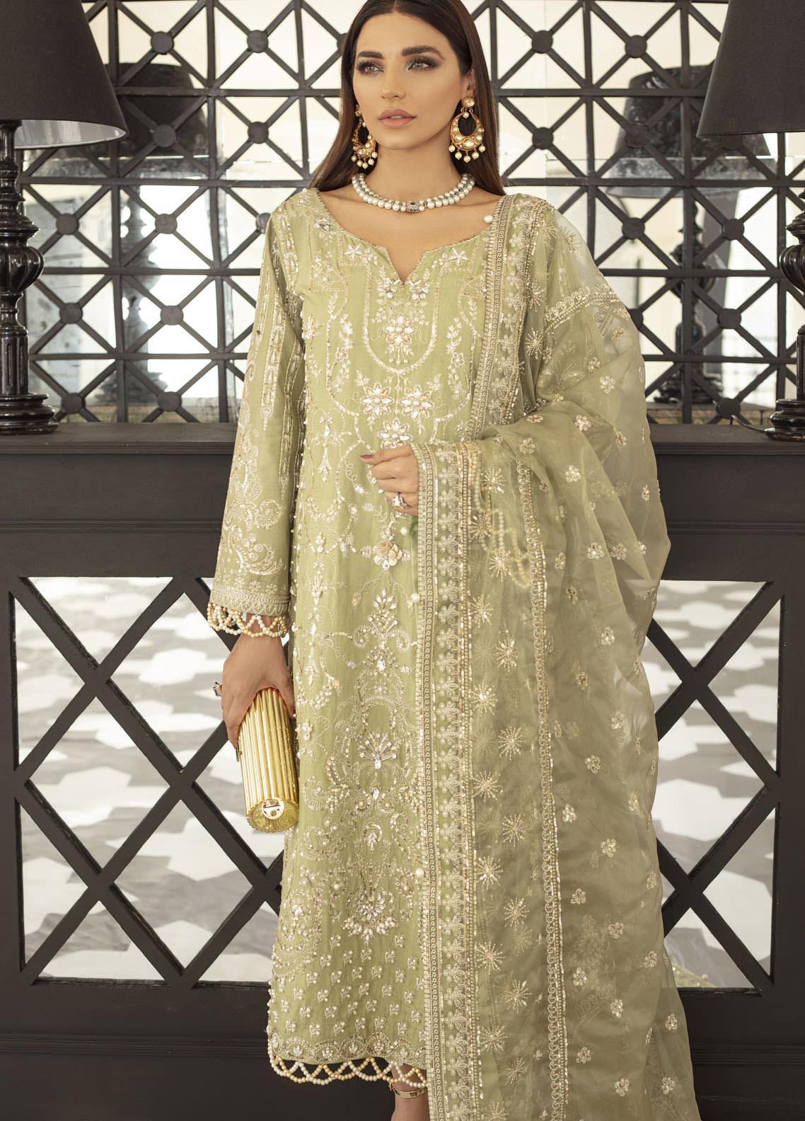Gulaal 3 Piece Custom Stitched Suit - Green - LB287973