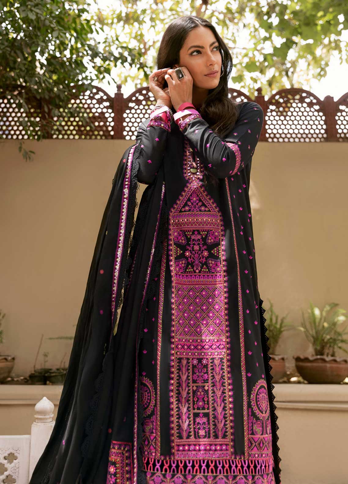 Zaha Embroidered Lawn Suit Unstitched 3 Piece ZL24F D-05 Ela - Festive Collection