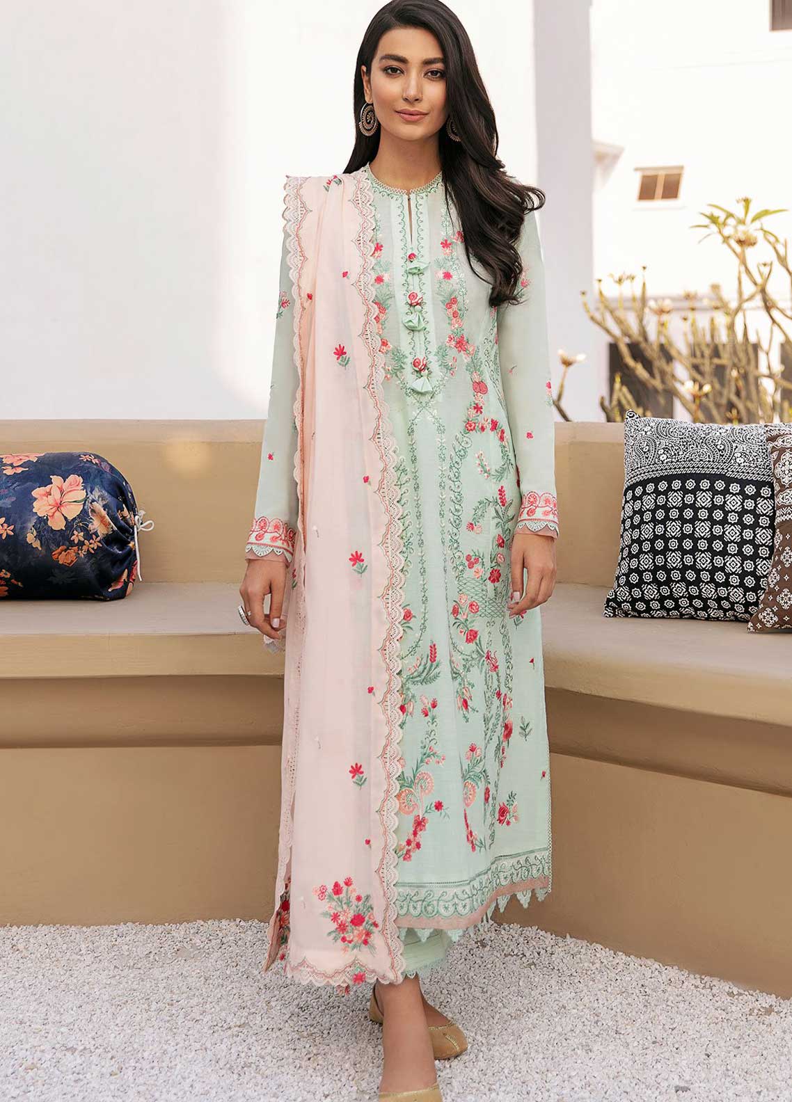 Zaha Festive Embroidered Lawn Suit Unstitched 3 Piece 2021 09 AZBAH - Festive Collection
