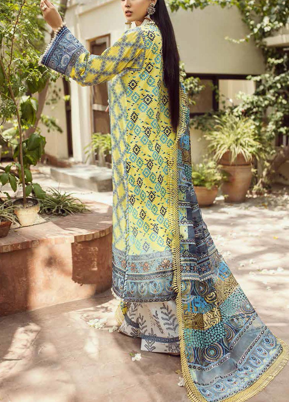Maryam Hussain Embroidered Lawn Suit Unstitched 3 Piece MH25LL D-04 Lemon Garden - Summer Collection