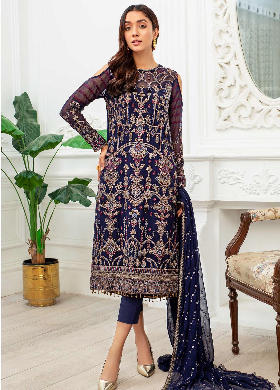 Dastoor by Zarif Embroidered Chiffon Suit Unstitched 3 Piece 09 - Luxury Collection