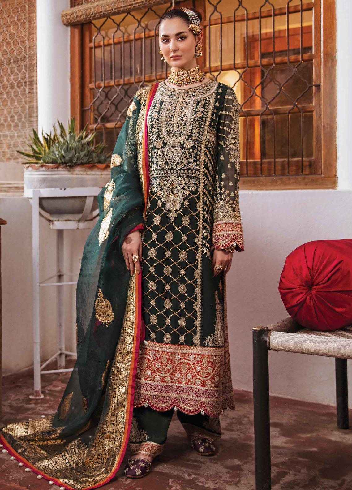 Shehnai by Afrozeh Embroidered Chiffon Suit Unstitched 3 Piece 10 RAATKUMARI - Wedding Collection