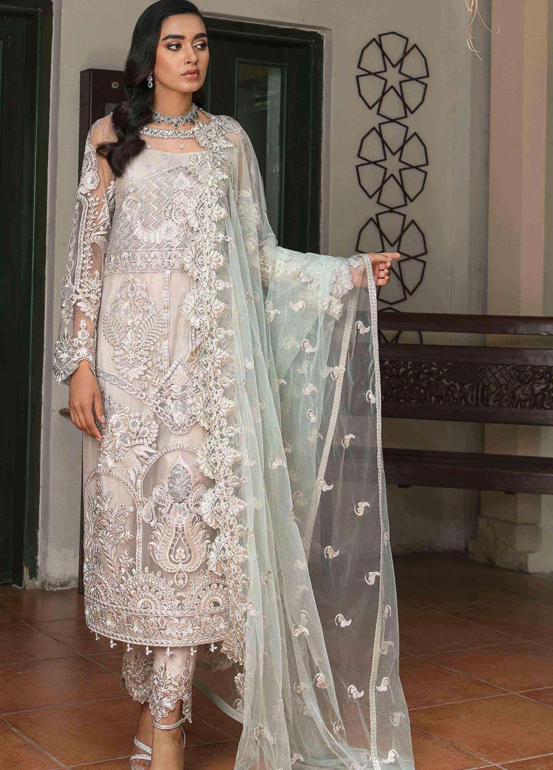 Suraj Garh by Imrozia Premium Embroidered Net Suit Unstitched 3 Piece I-139 AAYNA - Wedding Collection