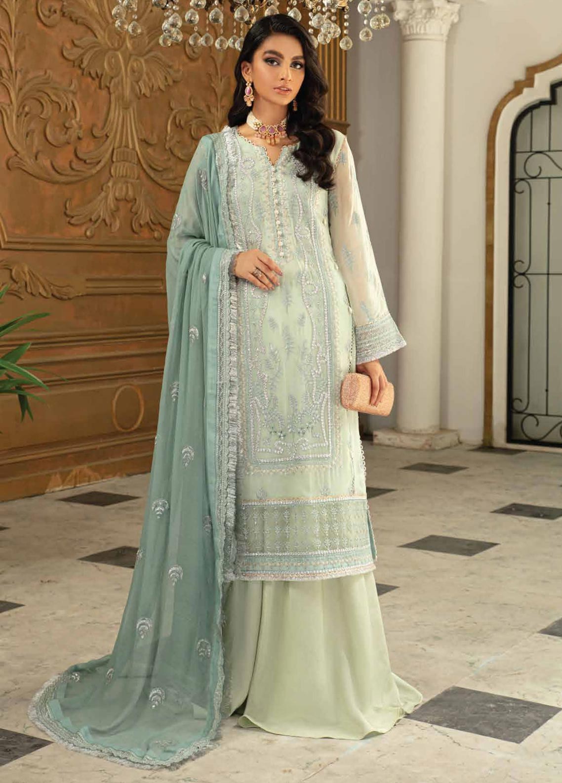 Roheenaz Embroidered Chiffon Suit Unstitched 3 Piece 02 - Luxury Collection