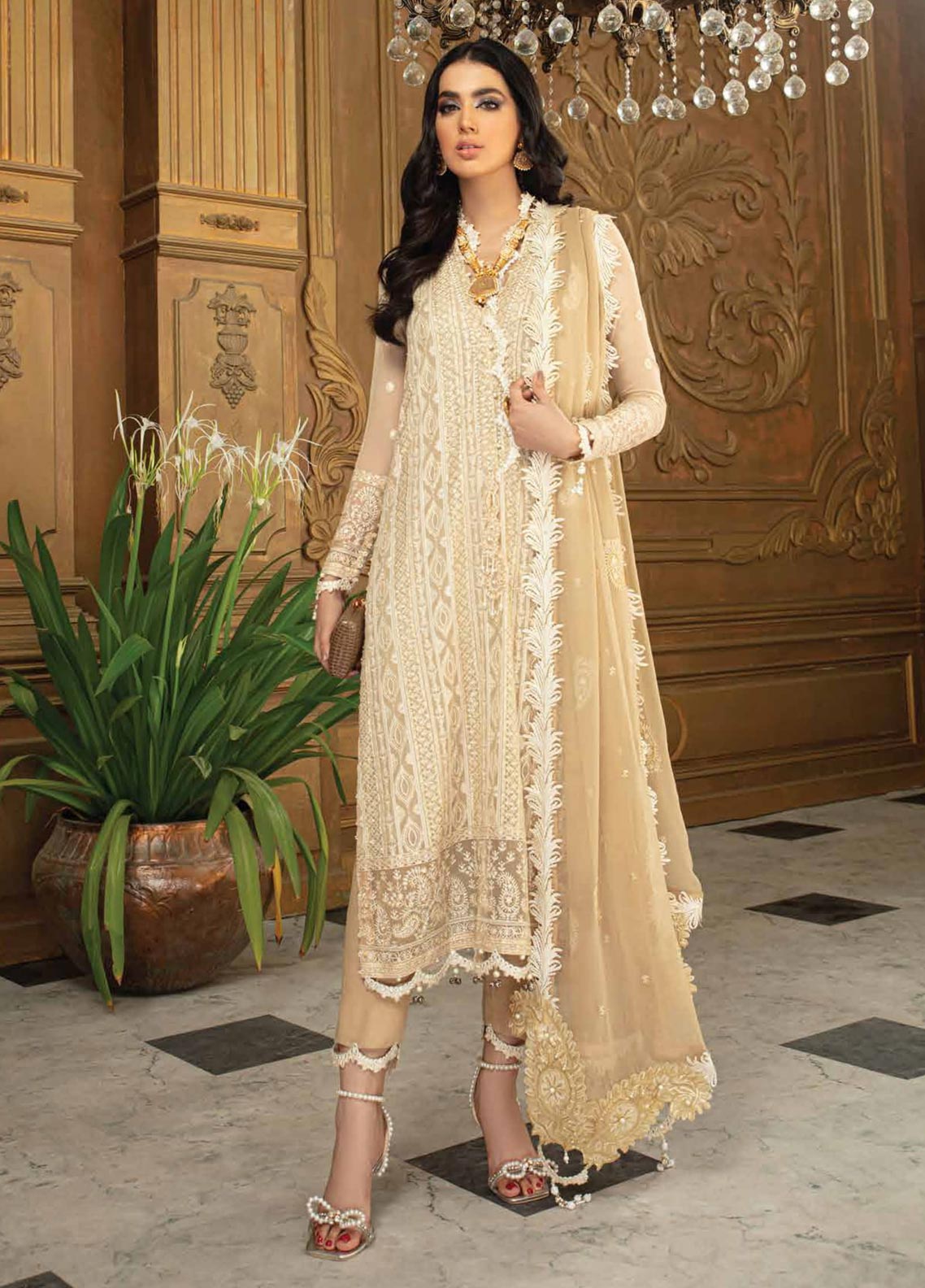 Roheenaz Embroidered Chiffon Suit Unstitched 3 Piece 04 - Luxury Collection