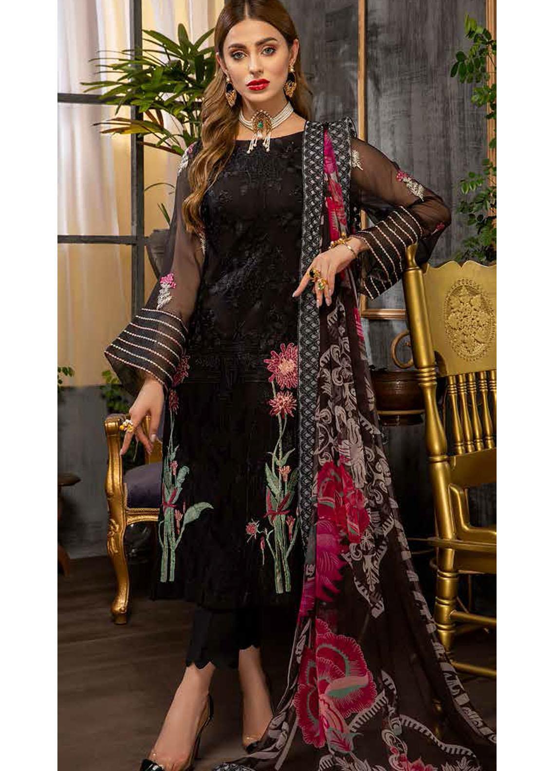 Charizma Embroidered Chiffon Suit Unstitched 3 Piece CRZAC21 001 - Luxury Collection