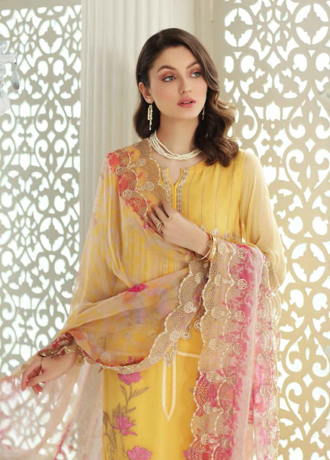 Charizma Embroidered Chiffon Suit Unstitched 3 Piece CRZAC21 002 - Luxury Collection