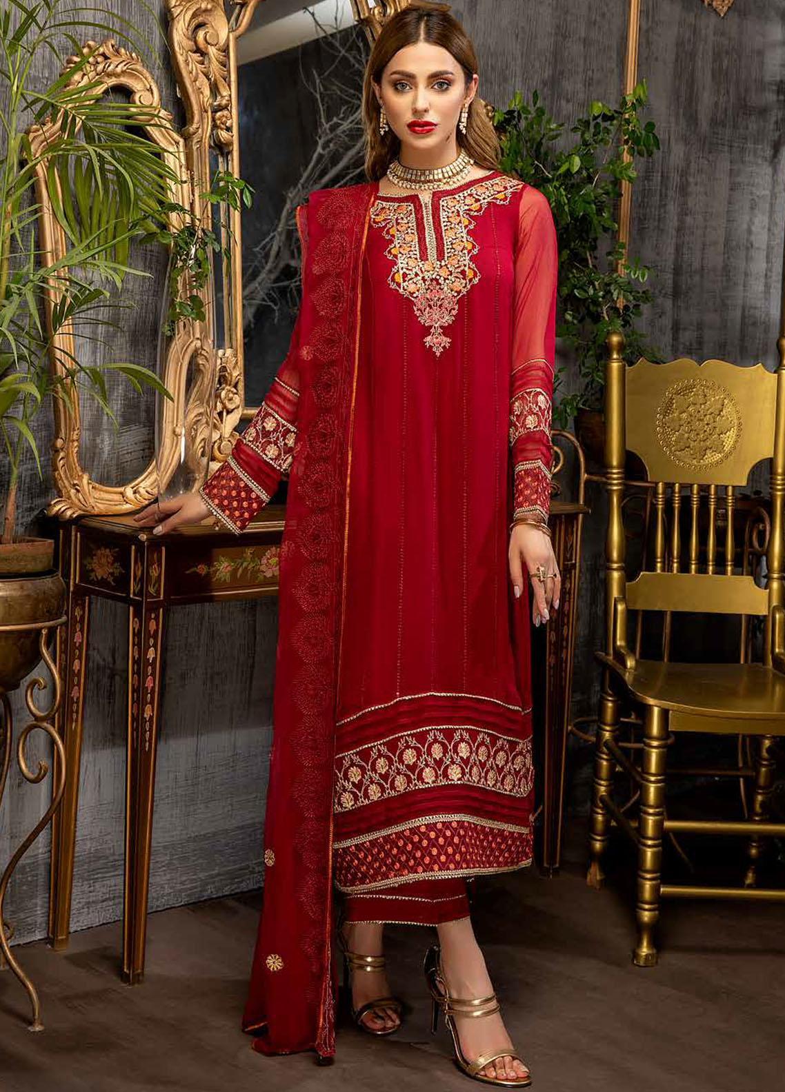 Charizma Embroidered Chiffon Suit Unstitched 3 Piece CRZAC21 007 - Luxury Collection